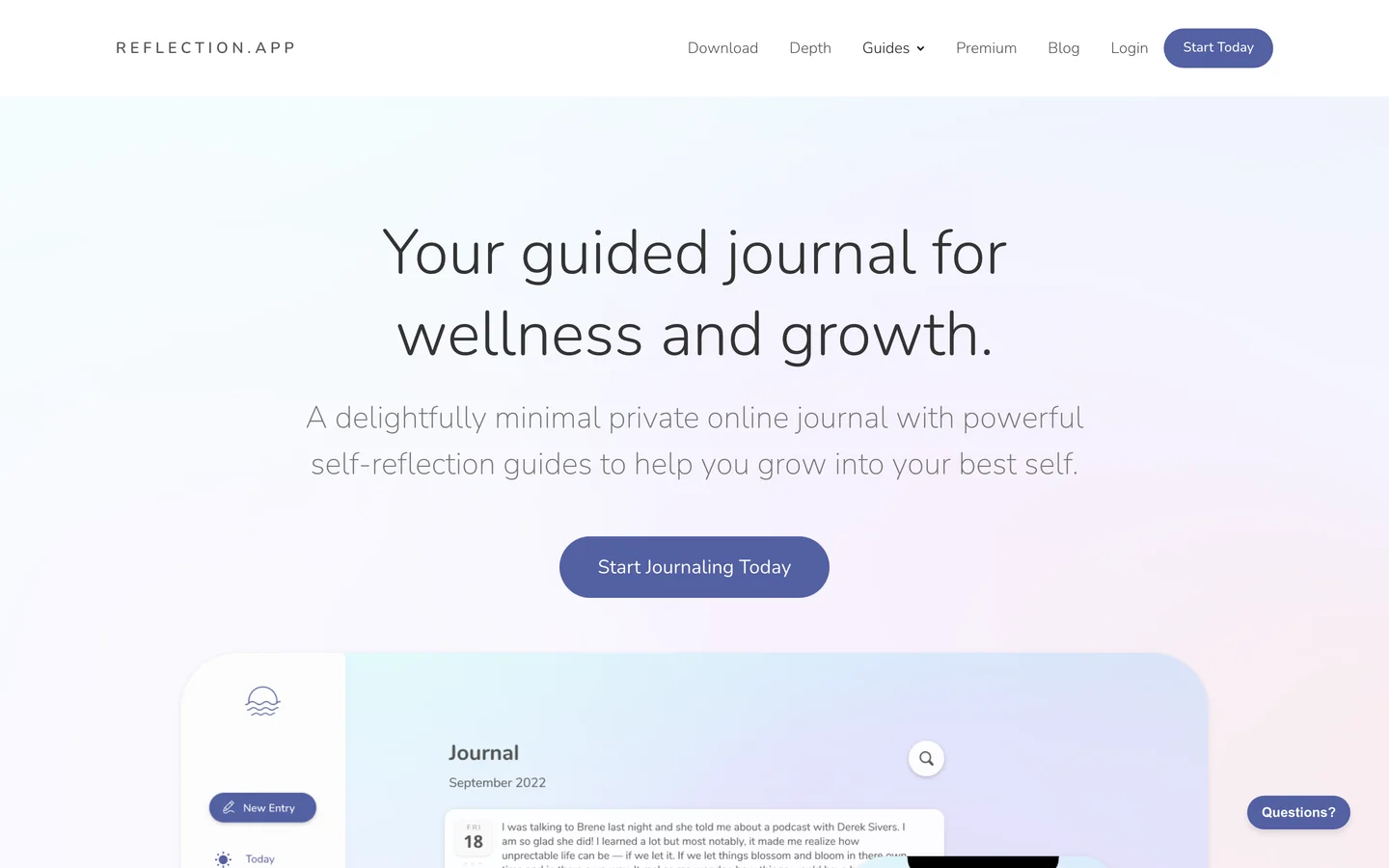 Self Reflection Journal App | Free Private Online Journal | Guided Journaling App