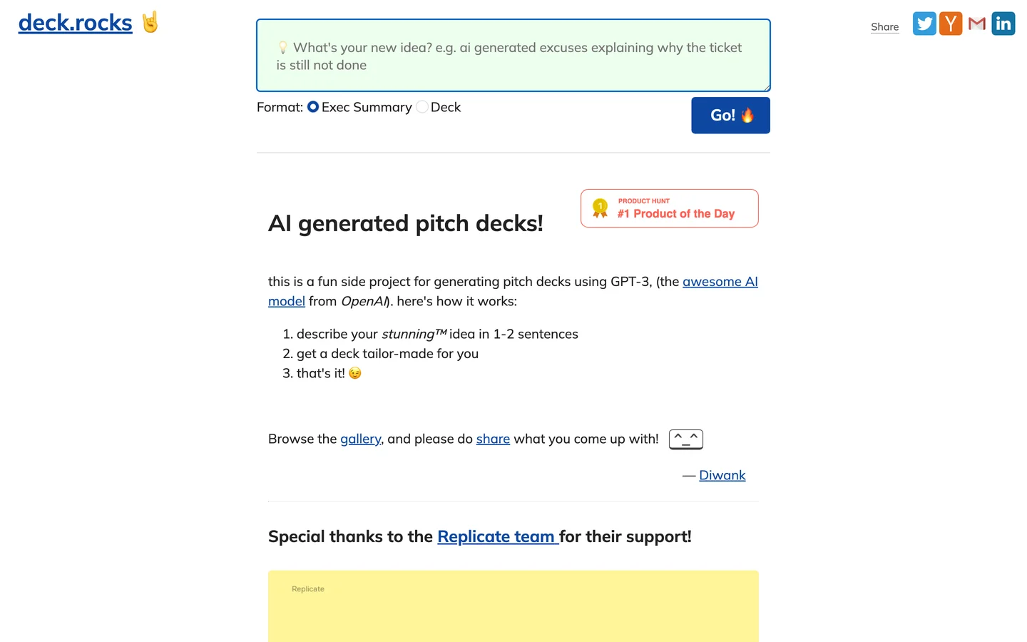 deck.rocks: Generate pitch decks using GPT-3