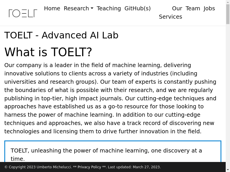 TOELT - Advanced AI Lab