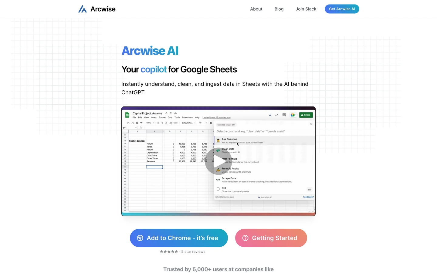 Arcwise AI — Copilot for Google Sheets