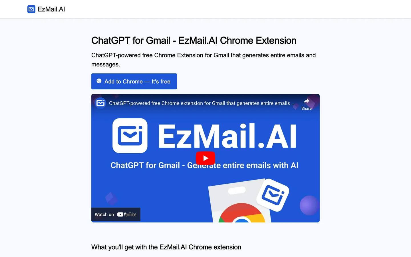 ChatGPT for Gmail Free Chrome Extension | EzMail.AI