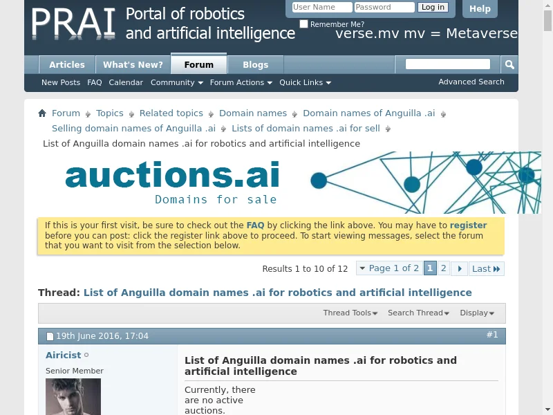 List of Anguilla domain names .ai for robotics and artificial intelligence