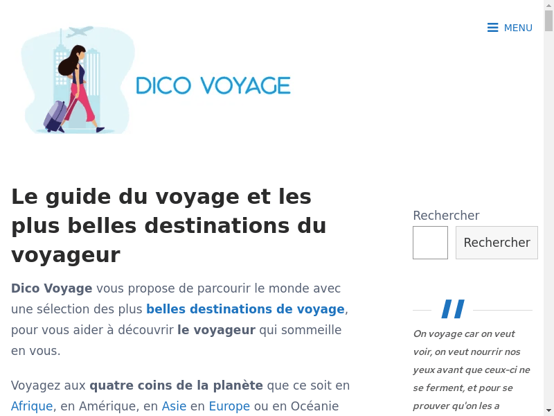 Le guide du voyage et les plus belles destinations du voyageur - Dico Voyage