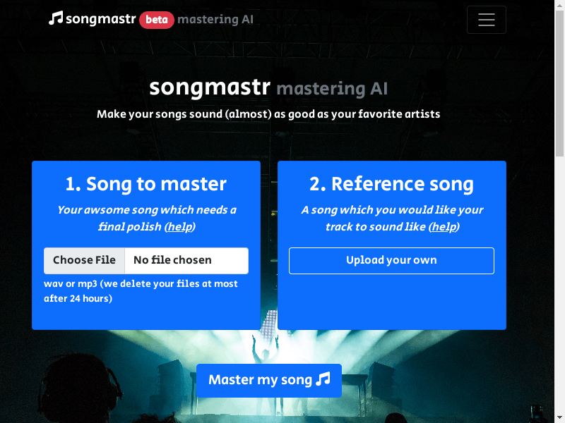 Songmastr | Automatic song mastering to reference / 7 per week FREE !