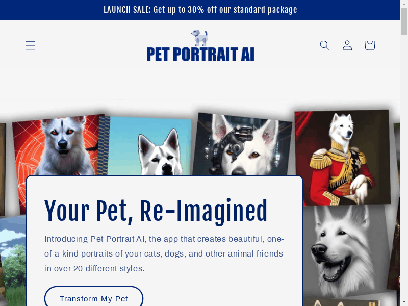 "Pet Portrait AI - Beautiful Custom Pet Portraits